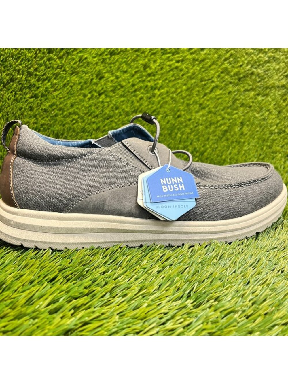 Nunn Bush Brew City Mens Size 8 Gray Beige Casual Classic Moc Toe Slip-On Shoes